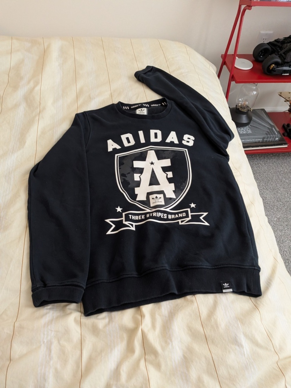 adidas Black Crewneck Sweatshirt with White Crest Logo